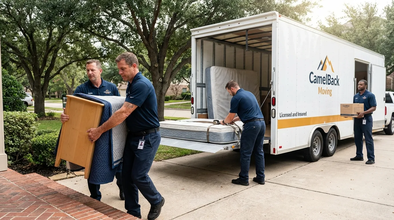 Crew loading residential truck for cross-state move from Fairfax, VA